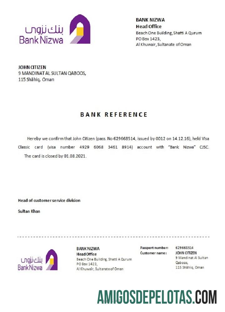 Referência de fechamento de Omã Nizwa exemplo
